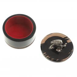 Шкатулка круглая &amp;quot;Певчая птица&amp;quot; черный обсидиан бронза 7,5х7,5х7,5 см