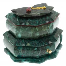 Ларец "Домик" камень змеевик 20x12x14 см