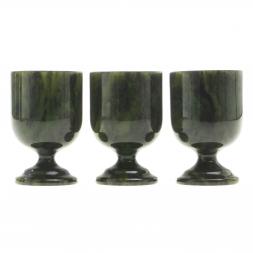 Набор рюмок из нефрита 3 шт 40мл 4,3х6,5 см