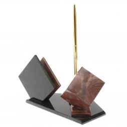 Визитница &amp;quot;Куб&amp;quot; с часами камень лемезит