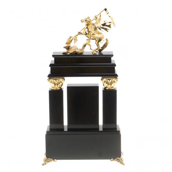 Часы из офиокальцита и бронзы &amp;quot;Георгий Победоносец&amp;quot; 124557