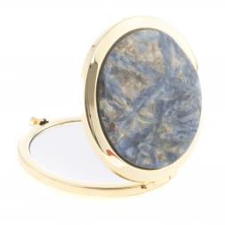 Зеркало круглое из камня кианит цвет золото
