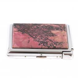 Портсигар на 20 сигарет с зажигалкой камень родонит