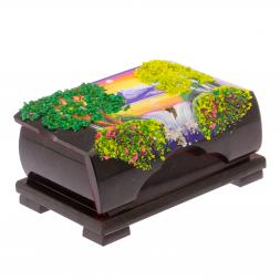 Шкатулка с расписной крышкой &amp;quot;Летний пейзаж&amp;quot; 17х11х8 см черный змеевик