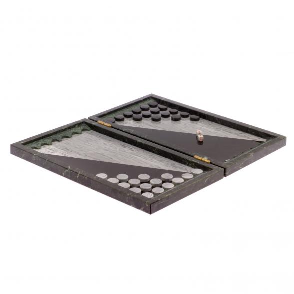 Нарды &amp;quot;Классические&amp;quot; из камня змеевик и мрамор 126117