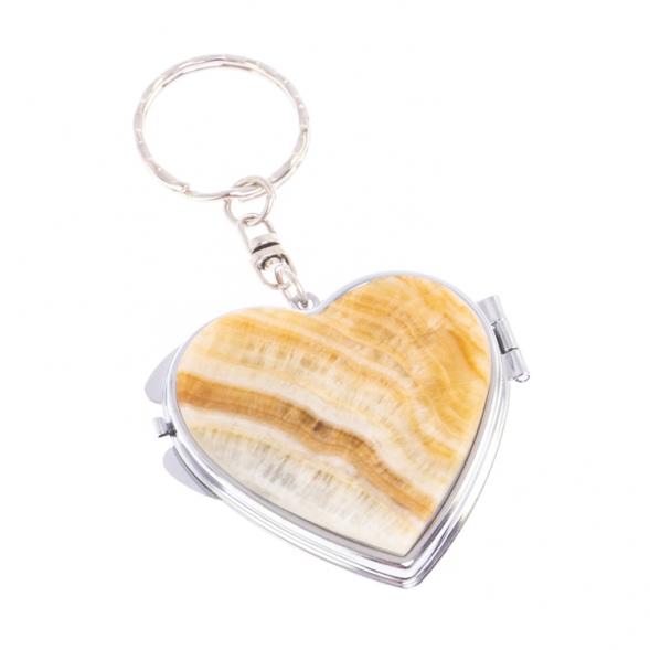 Складное зеркало брелок из оникса сердце 126583
