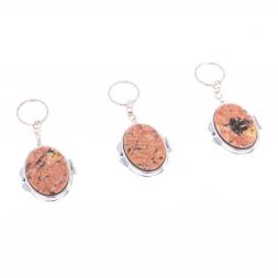 Складное зеркало брелок из камня пегматит овальное