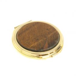 Зеркальце круглое из тигрового глаза цвет золото