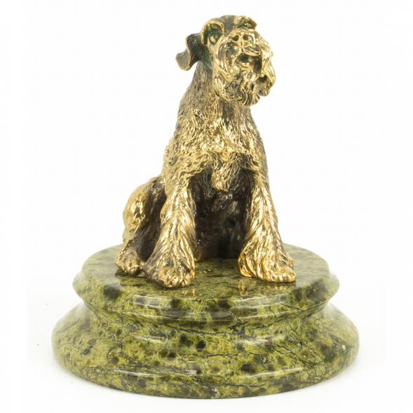 Сувенирная статуэтка &amp;quot;Собака Ризеншнауцер&amp;quot; бронза камень змеевик 118612