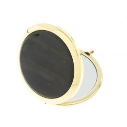 Зеркало круглое из камня золотистый обсидиан цвет золото