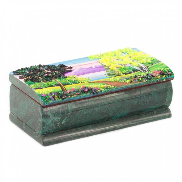 Шкатулка с росписью &amp;quot;Лето&amp;quot; 14х7х5 см камень змеевик 119908