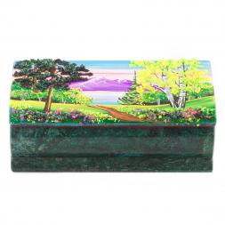 Шкатулка с росписью &amp;quot;Лето&amp;quot; 14х7х5 см камень змеевик
