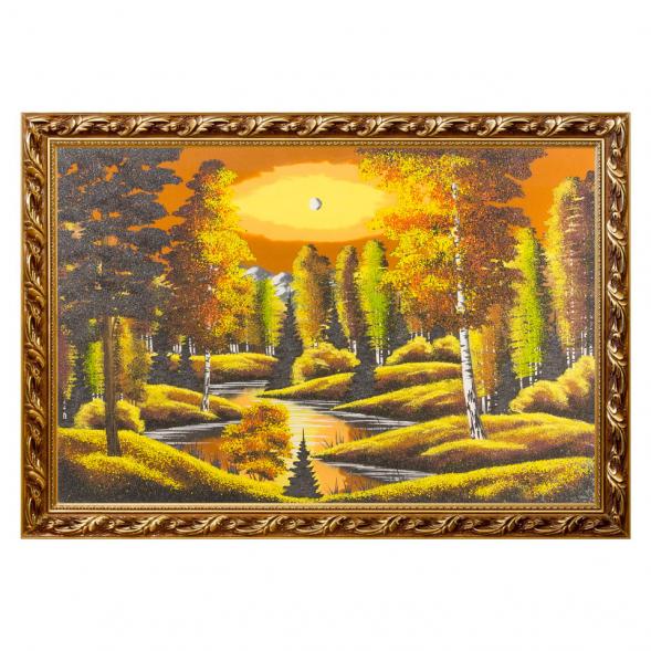 Картина &amp;quot;Осенняя ночь&amp;quot; багет №9 60х90 см, каменная крошка 120005