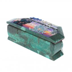 Шкатулка с расписной крышкой &amp;quot;Зимний пейзаж&amp;quot; змеевик 17х7,5х6 см