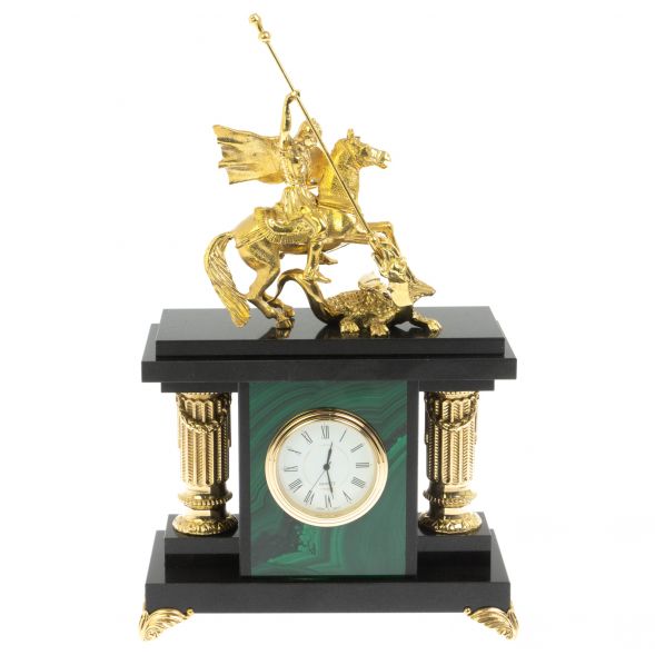 Часы из малахита &amp;quot;Георгий Победоносец&amp;quot; 129280