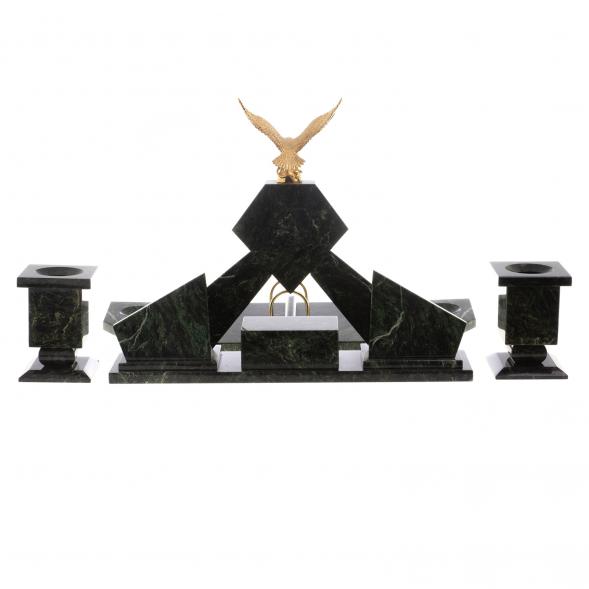 Настольный набор &amp;quot;Орел&amp;quot; из змеевика с бюваром и лотком А4 124313