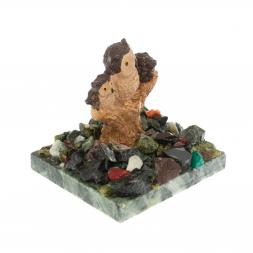 Сувенир &amp;quot;Два филина на пне&amp;quot; на змеевике