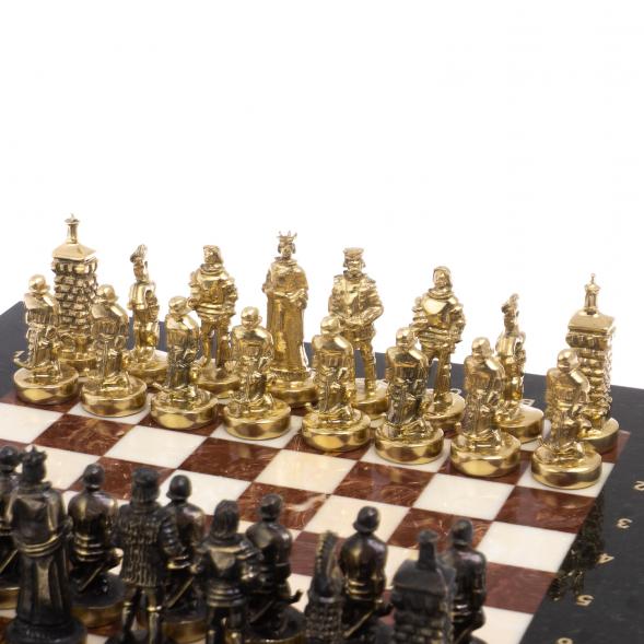 Шахматы бронзовые &amp;quot;Европейские&amp;quot; доска 32х32 см лемезит мрамор 125600