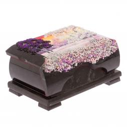 Шкатулка с расписной крышкой &amp;quot;Зимний пейзаж&amp;quot; 17х11х8 см черный змеевик