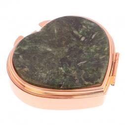 Таблетница &amp;quot;Сердце&amp;quot; на 3 отделения камень актиновит цвет красное золото