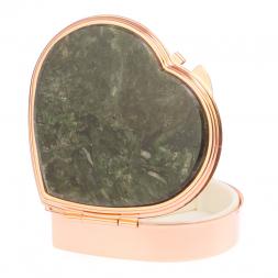 Таблетница &amp;quot;Сердце&amp;quot; на 3 отделения камень актиновит цвет красное золото