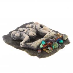 Магнит с самоцветами &amp;quot;Обезьяна с детенышами&amp;quot; змеевик