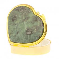 Таблетница &amp;quot;Сердце&amp;quot; на 3 отделения из камня офит цвет золото