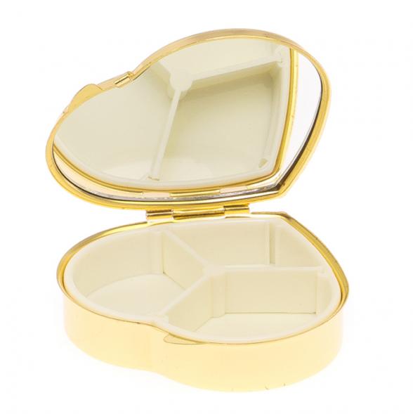 Таблетница &amp;quot;Сердце&amp;quot; на 3 отделения из камня офит цвет золото 126196