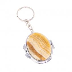 Складное зеркало брелок из оникса овальное