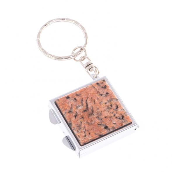 Складное зеркало брелок из камня пегматит квадратное 126658