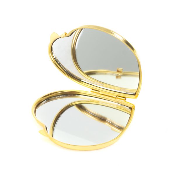 Зеркало карманное &amp;quot;Сердце&amp;quot; тигровый глаз цвет золото 127360