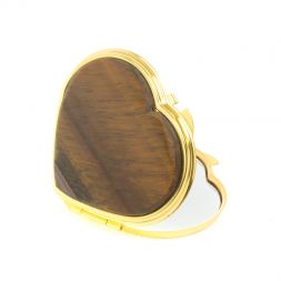 Зеркало карманное &amp;quot;Сердце&amp;quot; тигровый глаз цвет золото