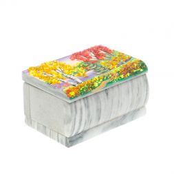 Шкатулка с рисунком &amp;quot;Осень&amp;quot; серый мрамор 10х6,5х6 см