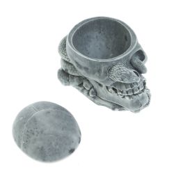 Пепельница / шкатулка &amp;quot;Череп со змеей&amp;quot; из мраморной крошки