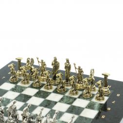 Шахматы "Олимпийские игры" 28х28 см из змеевика и мрамора