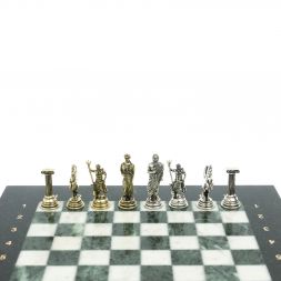 Шахматы "Олимпийские игры" 28х28 см из змеевика и мрамора