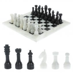 Каменные шахматы "Узоры" из мрамора доска 25х25 см