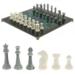 Шахматы подарочные "Стаунтон" 44х44 см шабровский змеевик