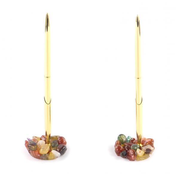 Ручка металлическая на подставке из камня агат 121305