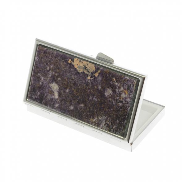 Таблетница на 3 отделения камень сиреневый флюорит цвет серебро 129895
