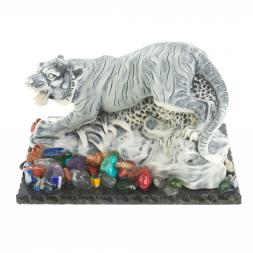 Сувенир фигурка "Рычащий тигр" из змеевика и мрамолита 10х8х7 см