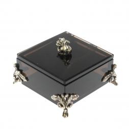 Шкатулка "Певчая птица" черный обсидиан 9х9х7,5 см