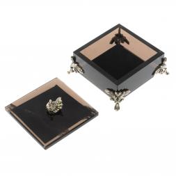 Шкатулка "Певчая птица" черный обсидиан 9х9х7,5 см