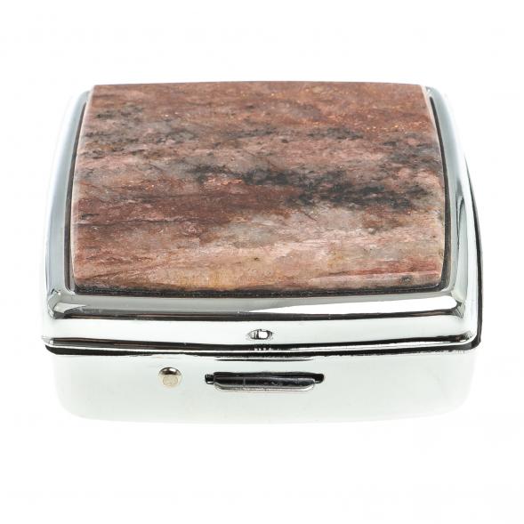 Таблетница на 2 отсека камень авантюрин цвет серебро 123352