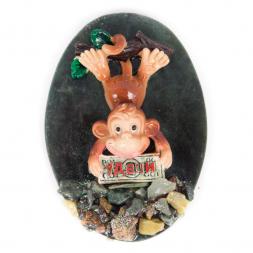 Магнит &amp;quot;Обезьянка на ветке &amp;quot;Удачи&amp;quot; змеевик