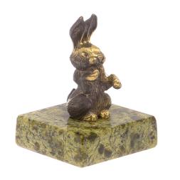 Статуэтка из бронзы на подставке из змеевика &amp;quot;Заяц&amp;quot;