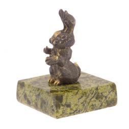 Статуэтка из бронзы на подставке из змеевика &amp;quot;Заяц&amp;quot;