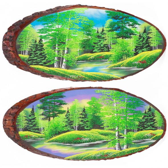 Панно на срезе дерева &amp;quot;Лето&amp;quot; горизонтальное 95-100 см каменная крошка 112250