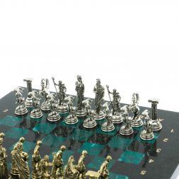 Шахматы "Олимпийские игры" 28х28 см из змеевика
