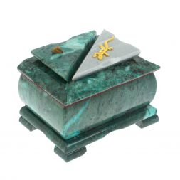 Шкатулка прямоугольная камень змеевик / серый мрамор 12х8,5х8,5 см